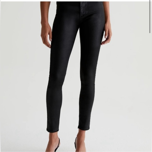AG Farrah Skinny Ankle HIGH-RISE SKINNY ANKLE LEATHERETTE SUPER BLACK JEANS 27R - Picture 4 of 13